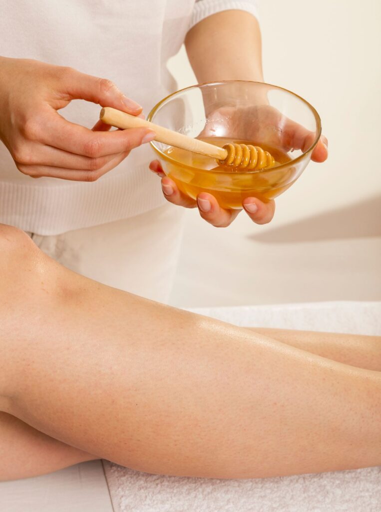 leg waxing with honey wax
