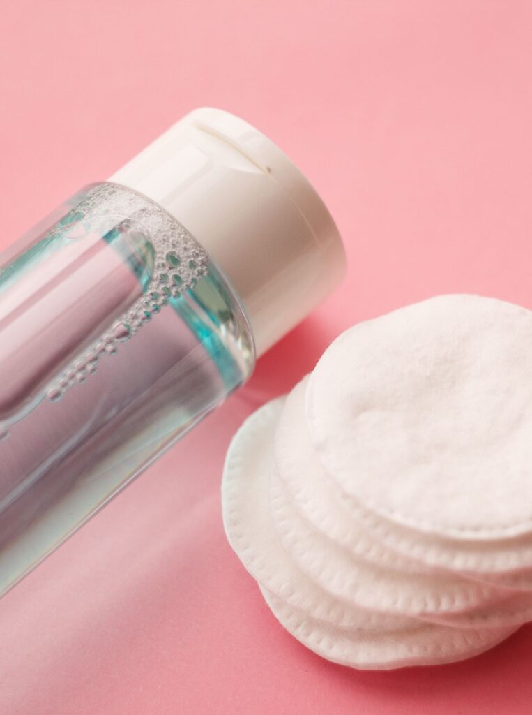 toner bottle with cotton pads