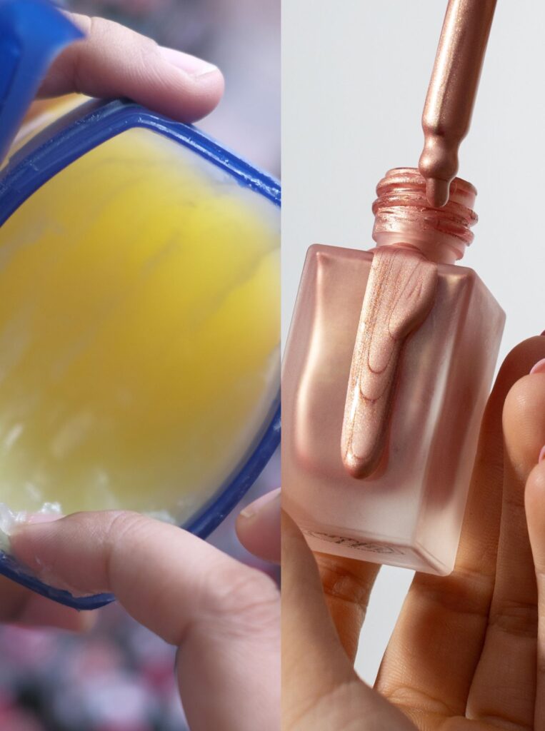 vaseline and liquid highlighter