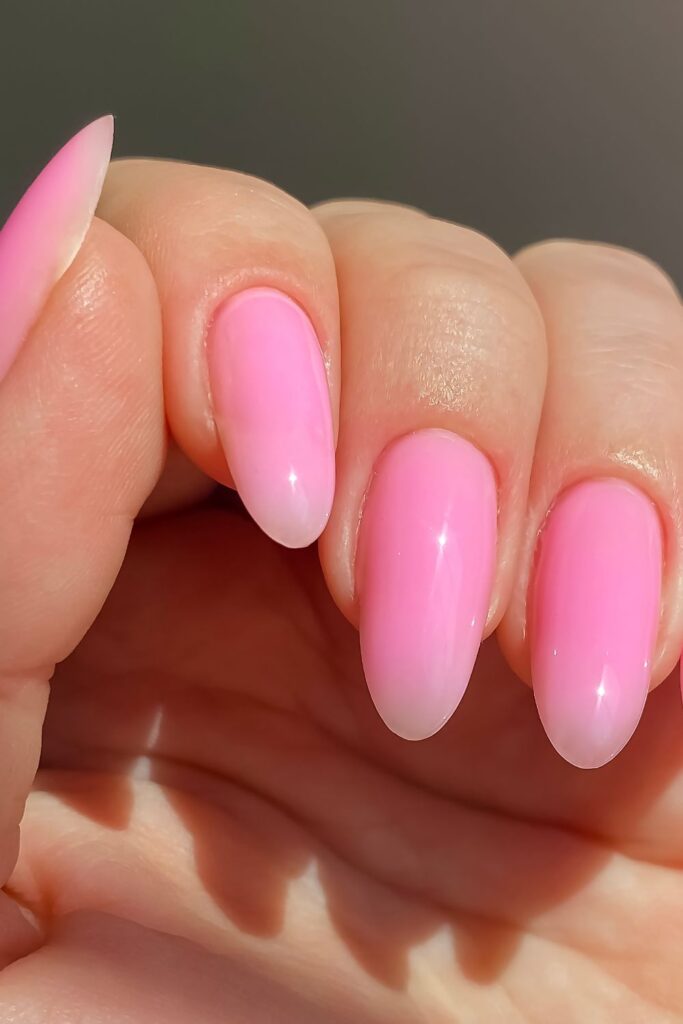 barbiecore baby ombre pink nails