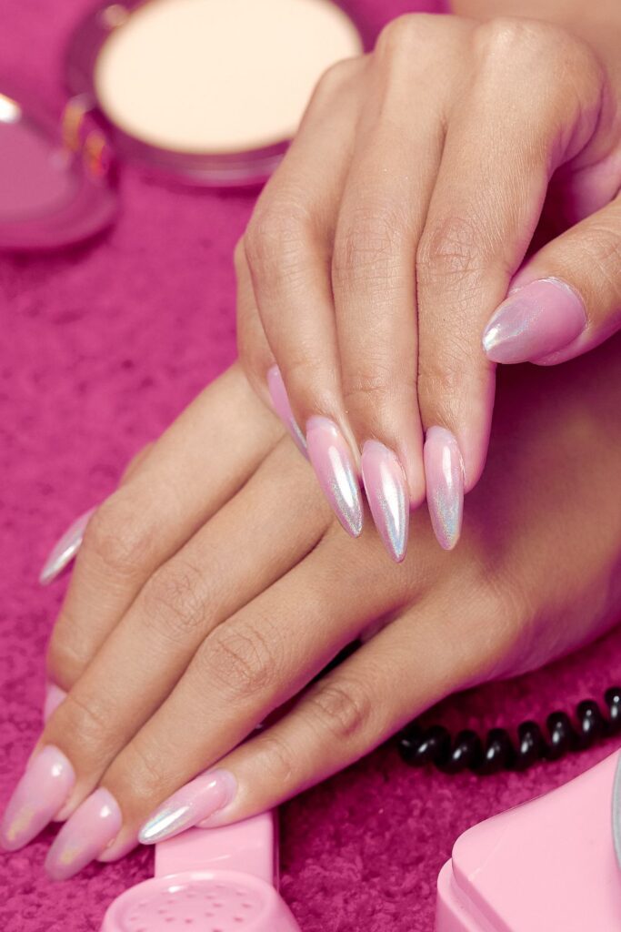 pink chrome dream pink nails