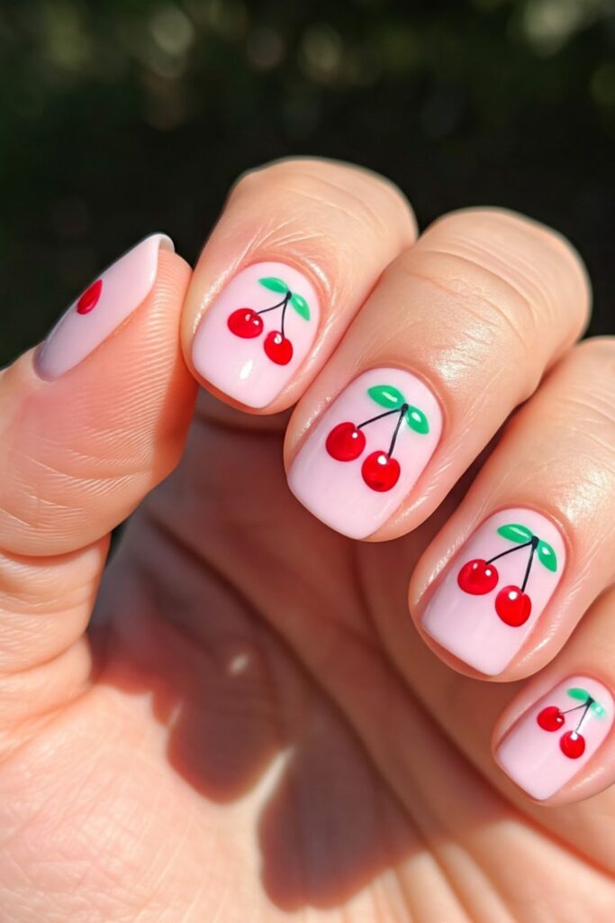 cherry on top pink nails